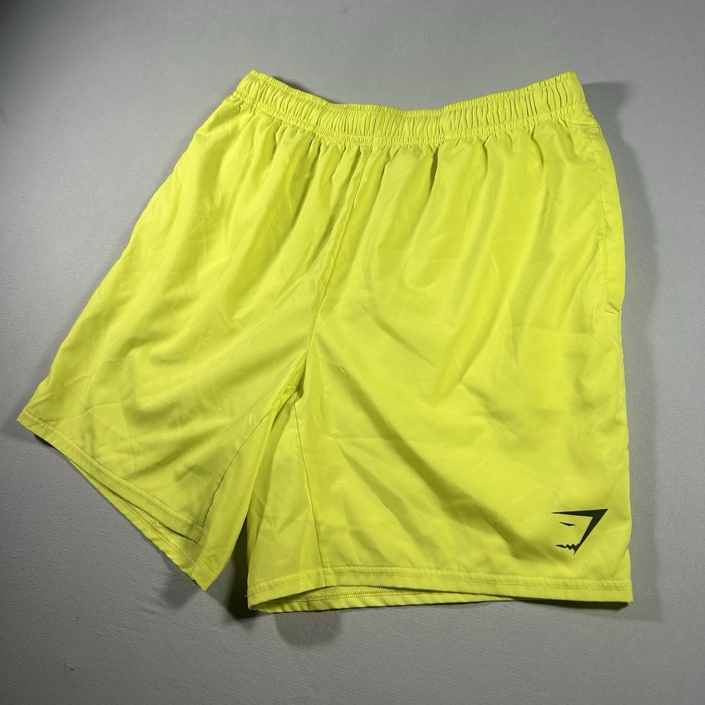 Men's Gymshark Arrival 7" Shorts Neon Yellow Drawstring Size M